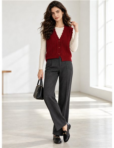 Openwork button knit vest