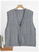 Openwork button knit vest