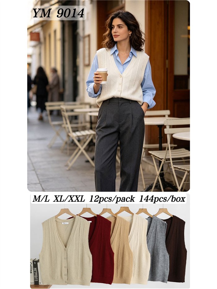 Cable knit button vest
