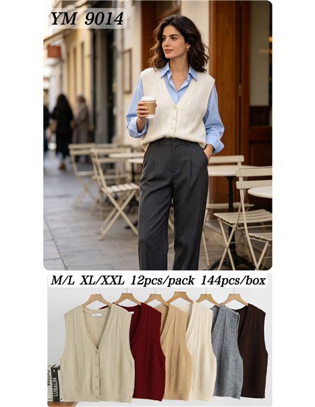 Cable knit button vest