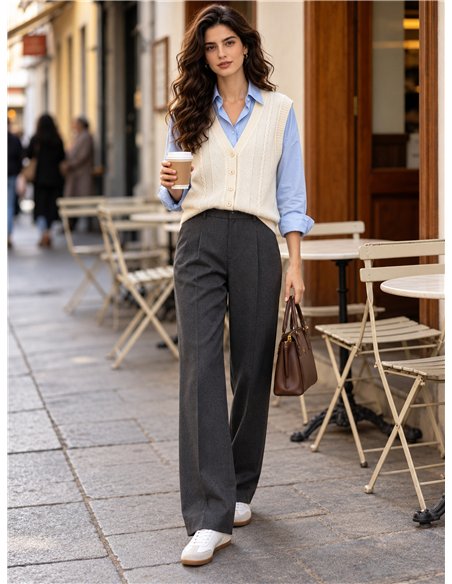 Cable knit button vest