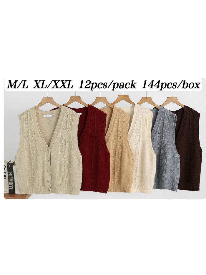 Cable knit button vest