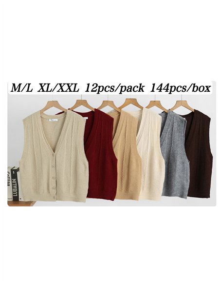 Cable knit button vest