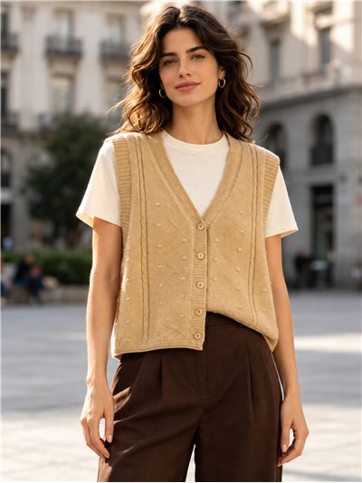 Bobble detail knit vest