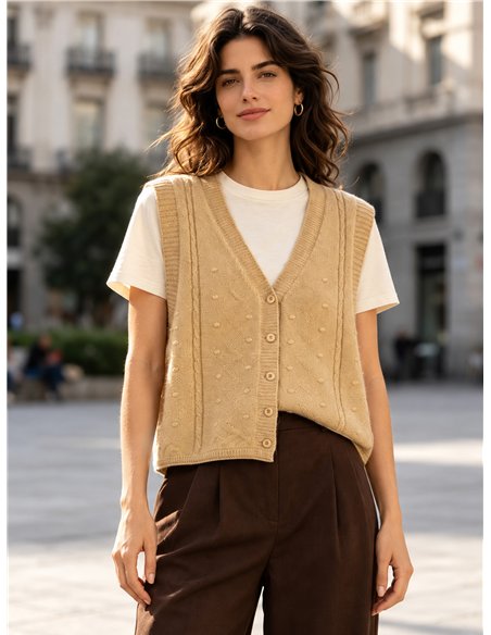 Bobble detail knit vest