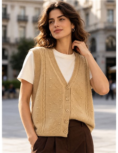 Bobble detail knit vest