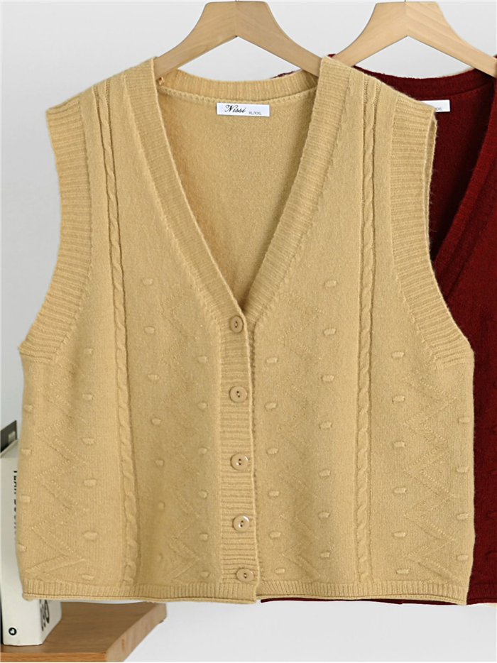 Bobble detail knit vest