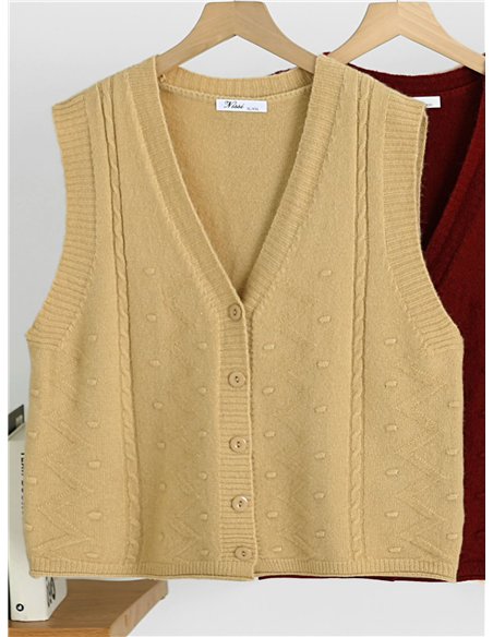 Bobble detail knit vest