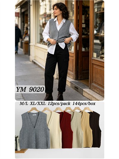 Classic cable knit button vest 2