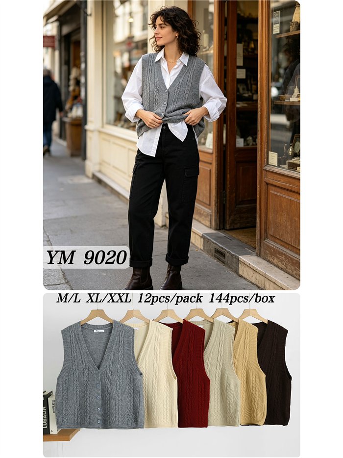 Classic cable knit button vest