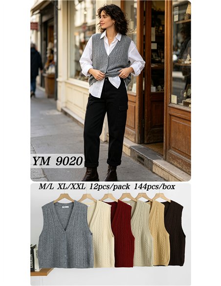Classic cable knit button vest