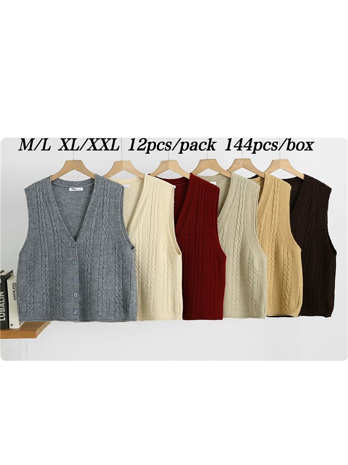 Classic cable knit button vest