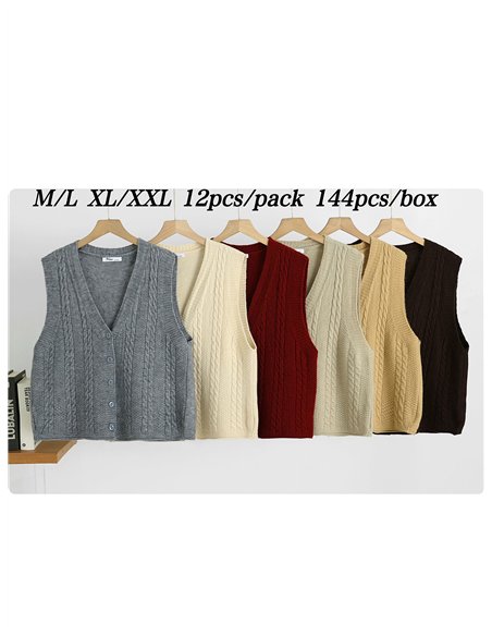 Classic cable knit button vest