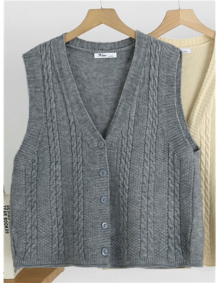 Classic cable knit button vest