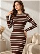 Robe longue en maille à fines rayures