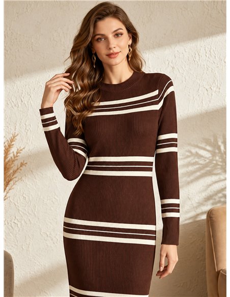 Vestido largo de punto franjas