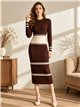 Vestido midi de punto bicolor