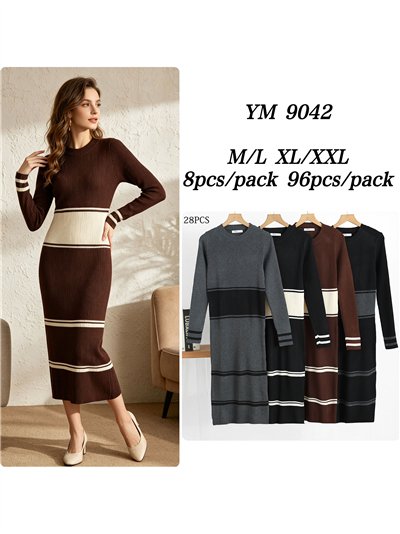 Vestido midi de punto bicolor 2