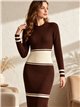 Vestido midi de punto bicolor
