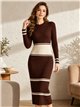 Vestido midi de punto bicolor
