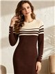 Vestido midi de punto canesú a contraste