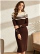 Vestido midi de punto canesú a contraste