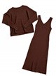 Conjunto jersey de punto trenzado y vestido tirante