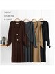 Conjunto de cardigã com botões e vestido sem alças