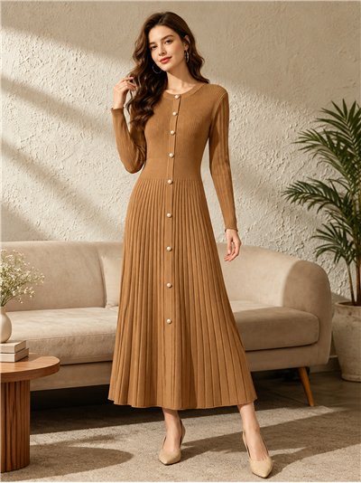 Vestido midi de punto botones