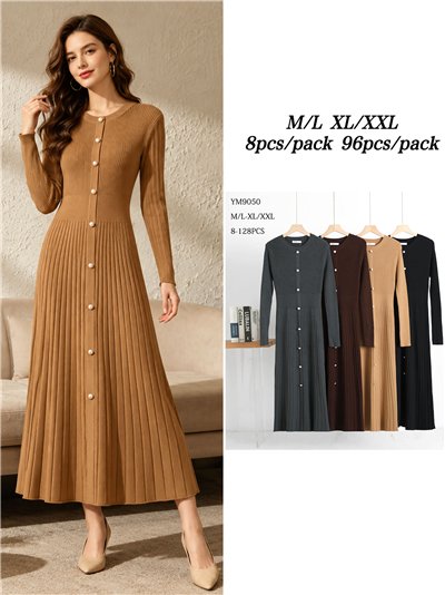 Vestido midi de punto botones 2