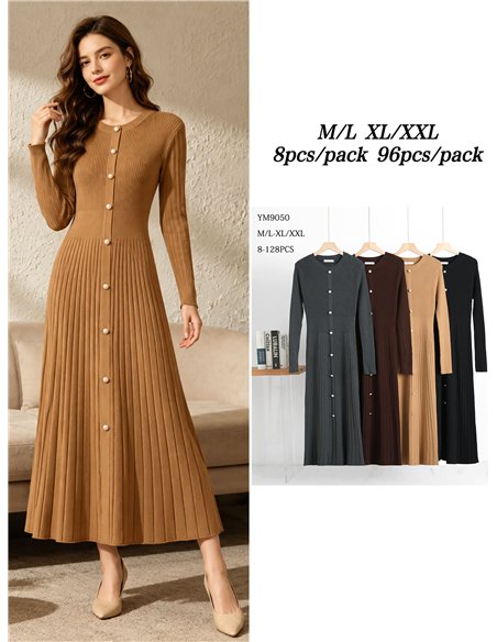 Vestido midi de punto botones