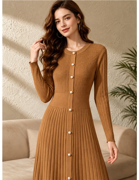 Vestido midi de punto botones