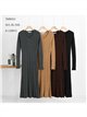 Geripptes Strick-Midikleid mit V-Ausschnitt