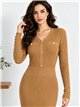 Vestido midi de punto botones efecto perla