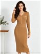 Vestido midi de punto botones efecto perla