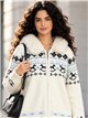 Chaqueta de punto jacquard capucha efecto pelo