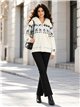 Chaqueta de punto jacquard capucha efecto pelo