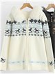 Chaqueta de punto jacquard capucha efecto pelo