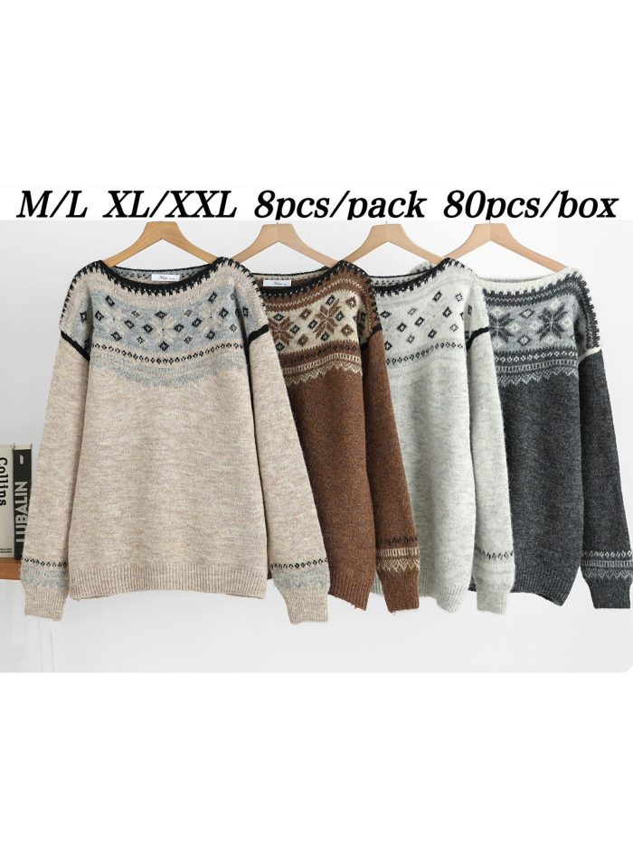 Pull en maille à bordure nordique | NS-SG6011 | Vente en gros