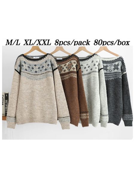Pull en maille à bordure nordique | NS-SG6011 | Vente en gros