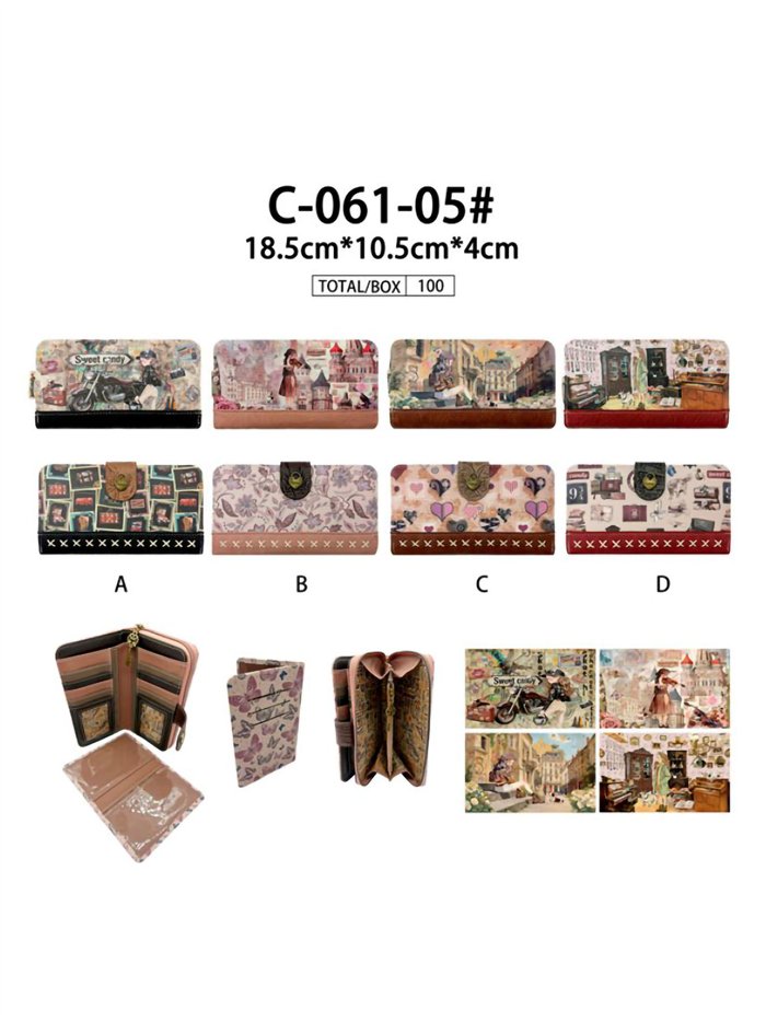 Cartera estampada Sweet Candy con cierre de cremallera