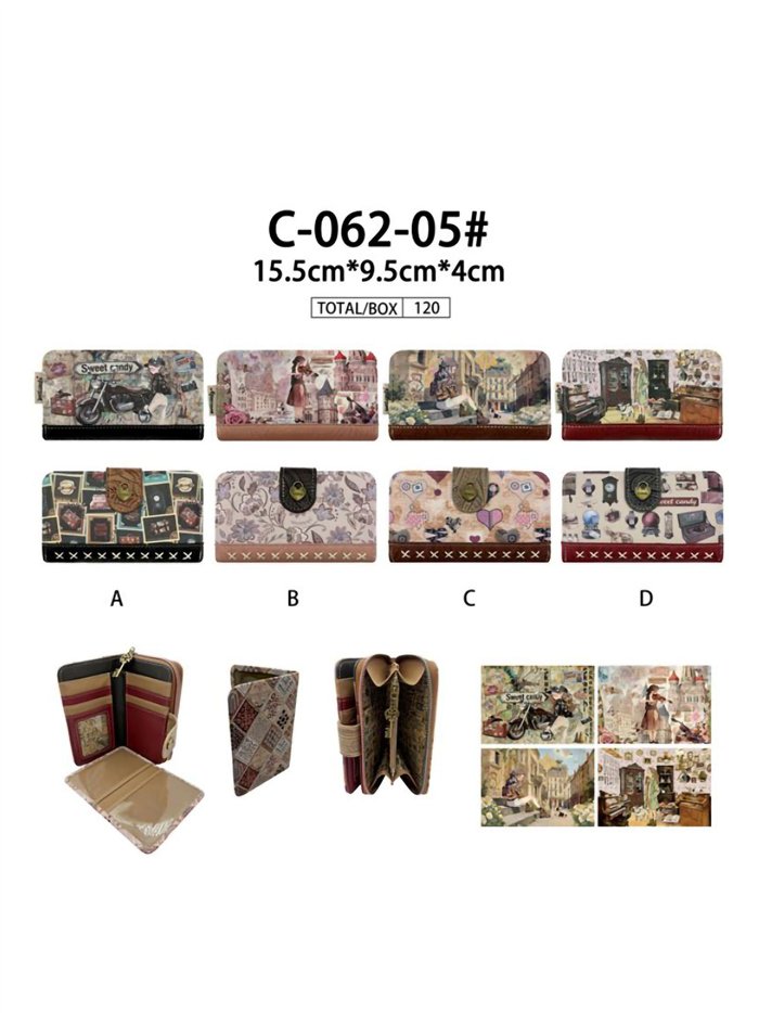 Cartera compacta estampada Sweet Candy con cremallera
