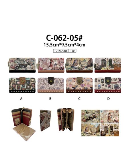 Cartera compacta estampada Sweet Candy con cremallera