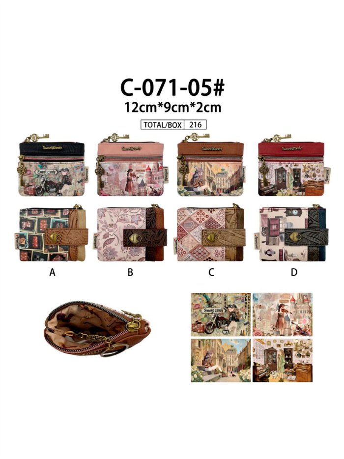 Compact Sweet Candy print snap wallet