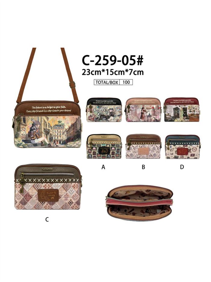 Borsa a tracolla con stampa Sweet Candy e doppio scomparto