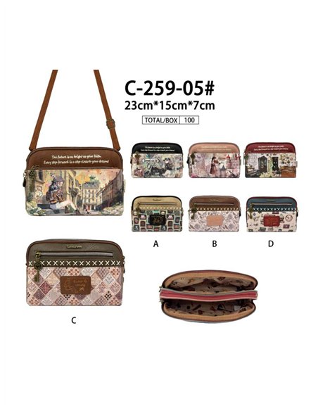 Borsa a tracolla con stampa Sweet Candy e doppio scomparto