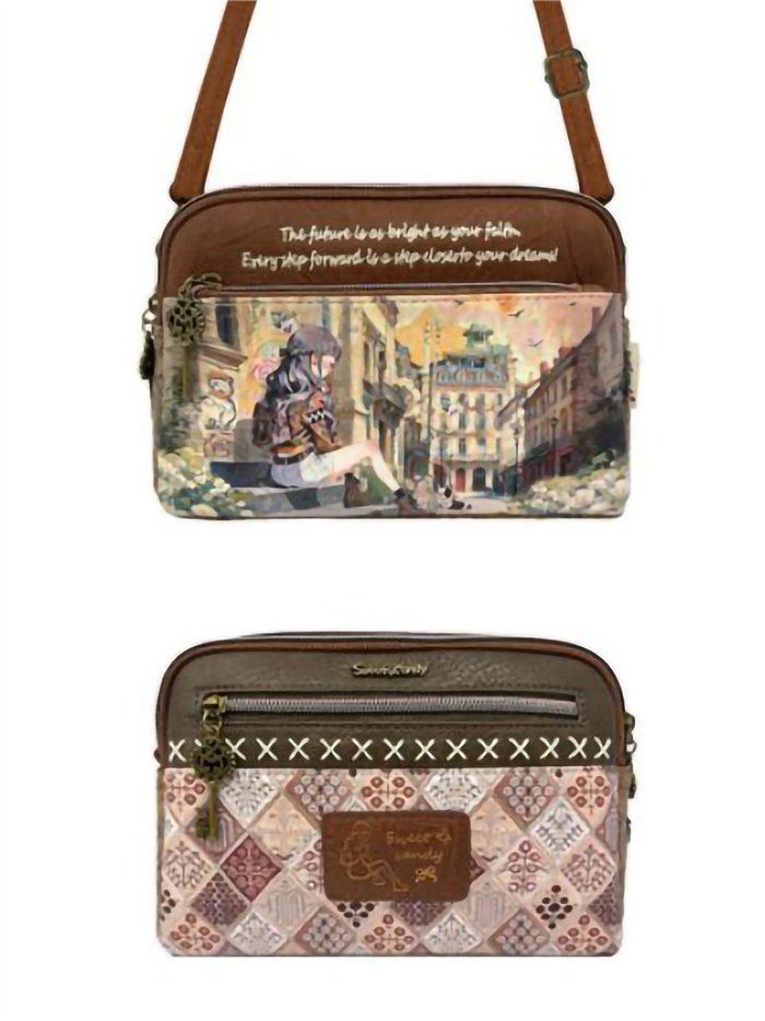 Borsa a tracolla con stampa Sweet Candy e doppio scomparto