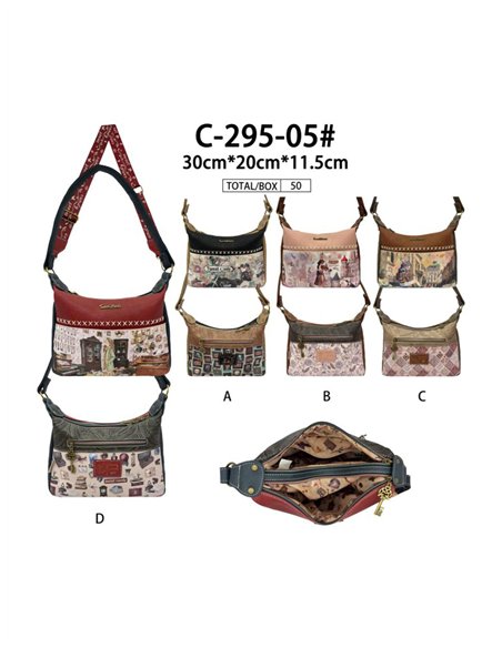Borsa a tracolla con stampa Sweet Candy e tracolla larga