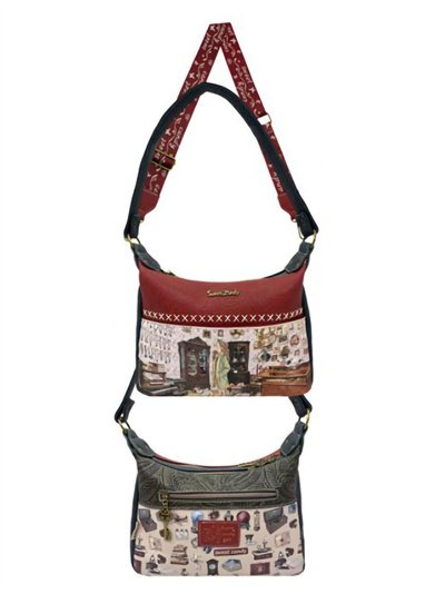 Borsa a tracolla con stampa Sweet Candy e tracolla larga