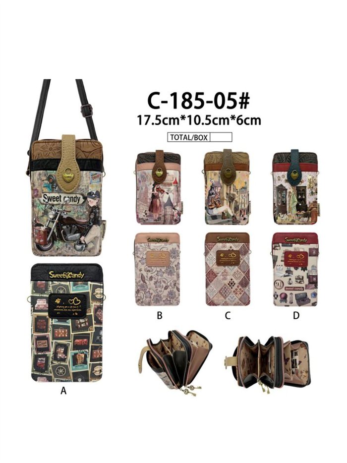 Bolso portamóvil estampado Sweet Candy con compartimentos